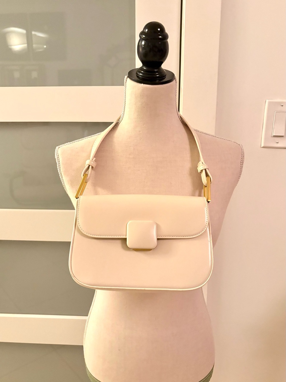 Madison West Cream Crossbody Bag with Gold Hardware